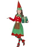 Smiffys Kostüm Kleiner Weihnachtskobold, Rot und Grün, mit Kleid und Hut