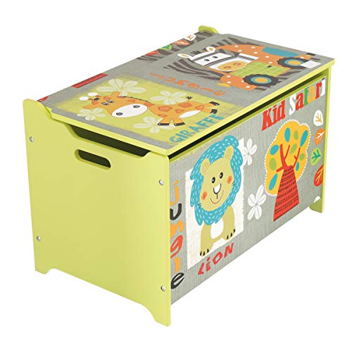 Bieco Aufbewahrungsbox aus Holz Safari, Spielzeugkiste mit Sitzbank und aufklappbaren Deckel, 89 l, Kindermöbel, Truhenbank oder...