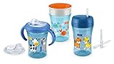 NUK 3-in-1 Trinklern-Set, mit Trainer Cup Trinkbecher Baby, Magic Cup 360° Trinklernbecher und Action Cup Trinklernflasche, 6+...