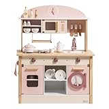 ROBUD Spielküche für Kinder Kleinkinder, Spielküche aus Holz mit realistischem Zubehör, Spielzeugküche Set mit vielen...