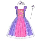 ACWOO Mädchen Prinzessin Kostüm, Rapunzel Lang Kleid Party Cosplay Verkleidung Festlich Karneval Festkleid Maxikleid...