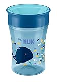 NUK Magic Cup Trinklernbecher, 360° Trinkrand, auslaufsicher abdichtende Silikonscheibe, 230ml, BPA-frei, Blau