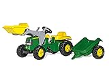 Rolly Toys rollyKid John Deere mit Frontlader (mit Anhänger, Drehschemellenkung, Alter 2,5 - 5 Jahre, Traktor + Zubehör,...