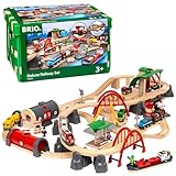 BRIO World 33052 Straßen & Schienen Bahn Set Deluxe – Straßen & Schienen für die BRIO Eisenbahn – Kleinkindspielzeug...