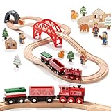 Giant bean Holzeisenbahn Set für Kleinkinder, 36 Pcs Wald Themen Holzeisenbahn Spielzeug, für Kinder, Jungen und Mädchen von...