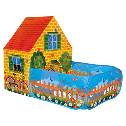 Bino Spielzelt Haus mit Vorgarten für Drinnen und Draußen Spielzeug für Kinder ab 3 Jahre (leichte Reinigung, robust,...