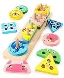 Royouzi Montessori Spielzeug ab 1 2 3 Jahre, Sortier- und Stapelspielzeug aus Holz für Kleinkinder, Pädagogisches Sensorisches...