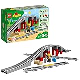 LEGO DUPLO Eisenbahnbrücke und Schienen-Set, Kinderspielzeug mit Signalstein, Spielzeugeisenbahn für Mädchen und Jungen ab 2...
