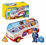 PLAYMOBIL 1.2.3 6773 Reisebus, mit öffnenbarer Ladefläche für Reisetaschen, ab 1,5 Jahren