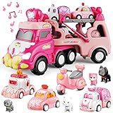 seveclotree Spielzeug Auto ab 2 Jahren Mädchen,9 in 1 Kleinkinder Transporter LKW Spielzeug mit Licht und Musik,Kinderspielzeug...